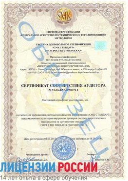 Образец сертификата соответствия аудитора №ST.RU.EXP.00006191-1 Сортавала Сертификат ISO 50001
